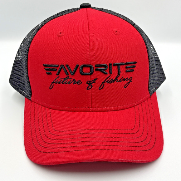 Favorite Brand Fishing Benchmark Mesh Snapback Cap Hat Red Black - Picture 1 of 5